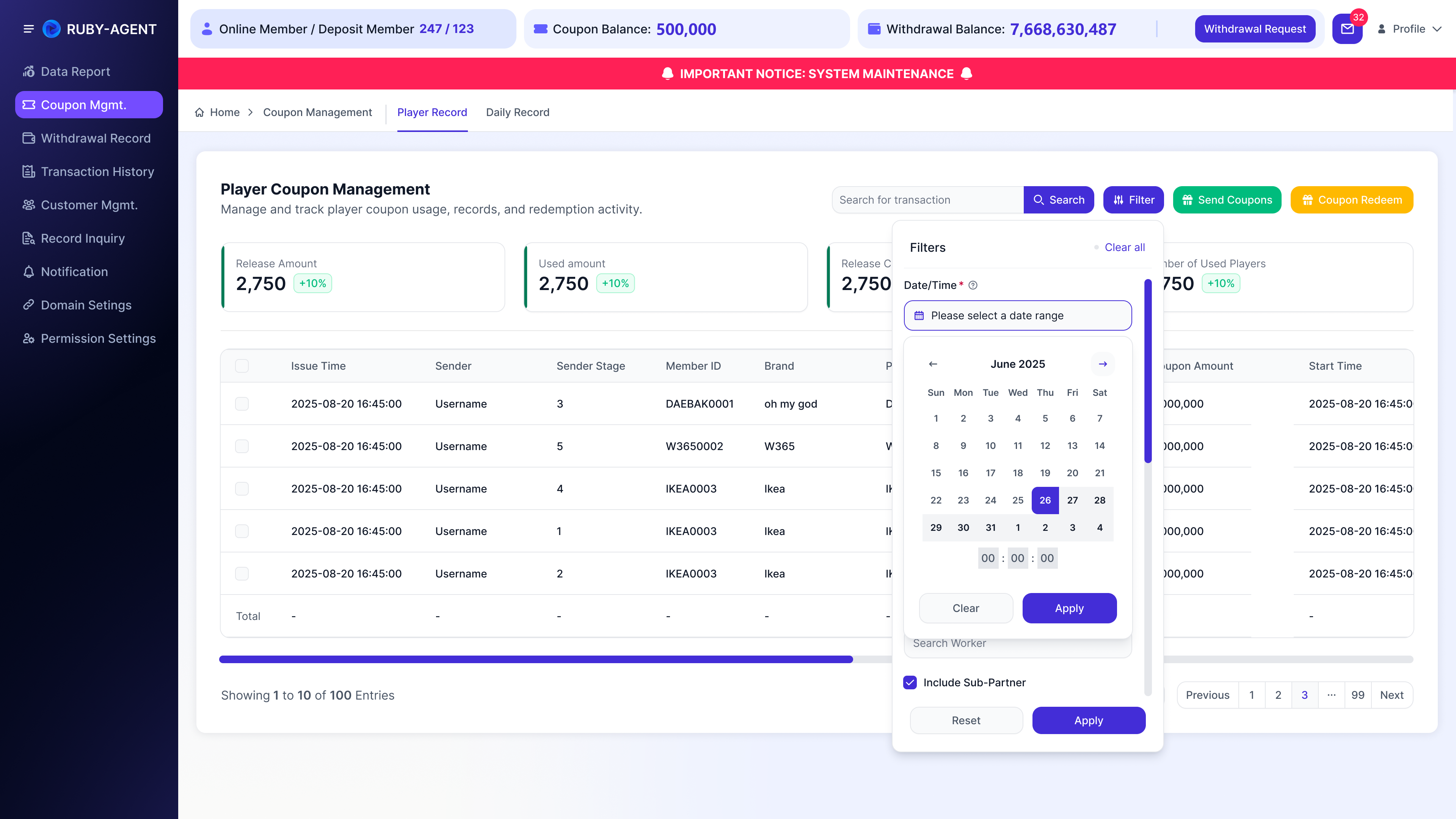 Coupon Mgmt. - 1.3 筛选日期