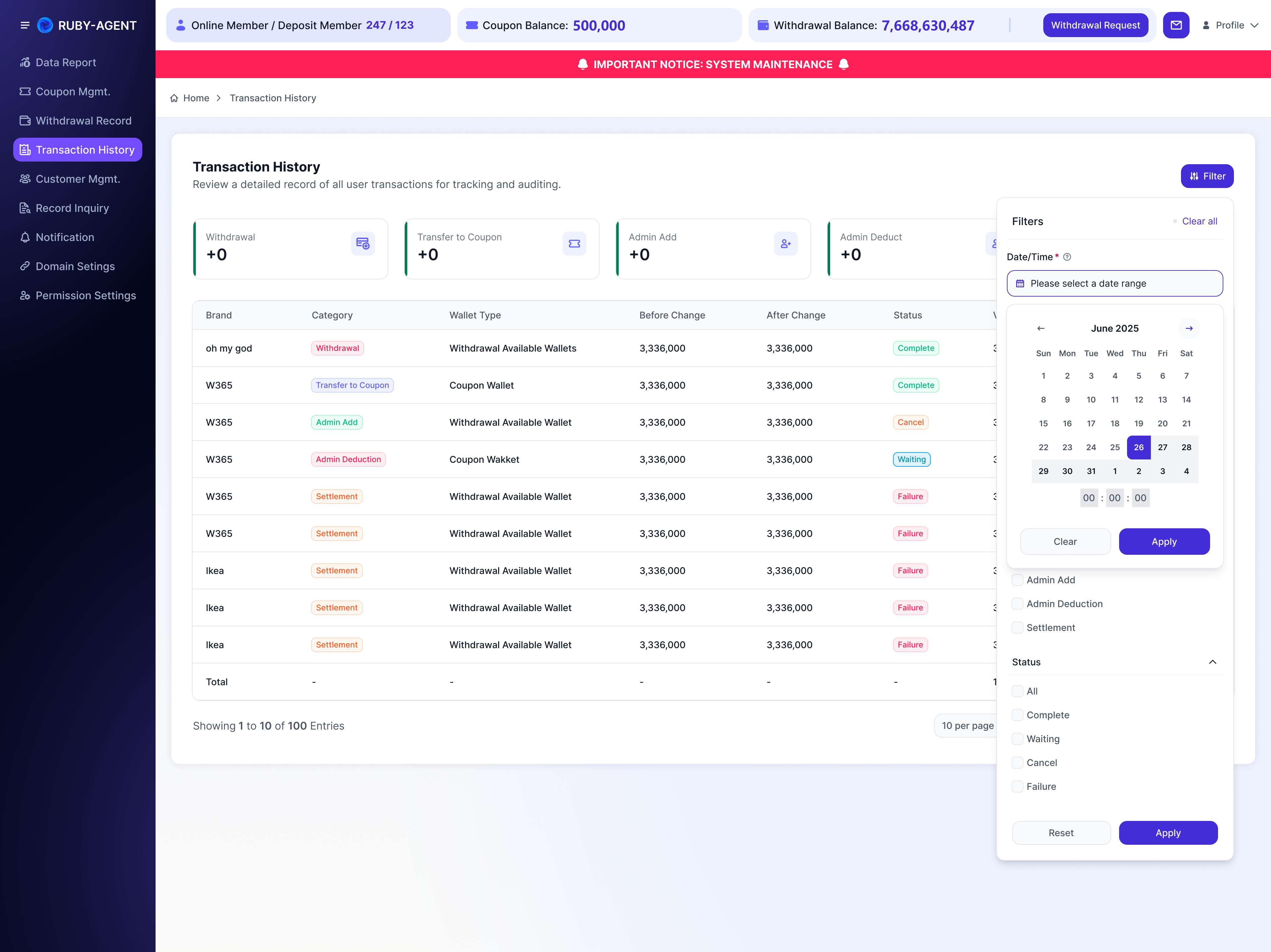 Transaction History - 1.3 日期选择器